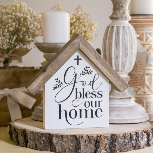 We have beautiful handmade religious farmhouse table decor to brighten your home.