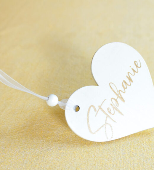 White Wooden Heart Tags